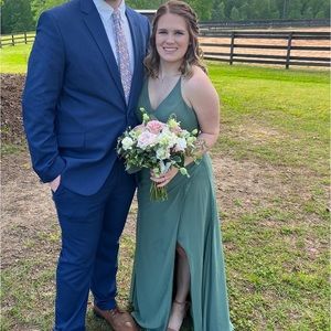 Azazie Eucalyptus A8 dress. Floorlength. Prehemmed.